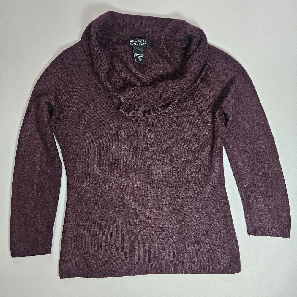 New York & Company‎ Sweater Womens Size XS Burgundy Mock Neck Casual Lightweight